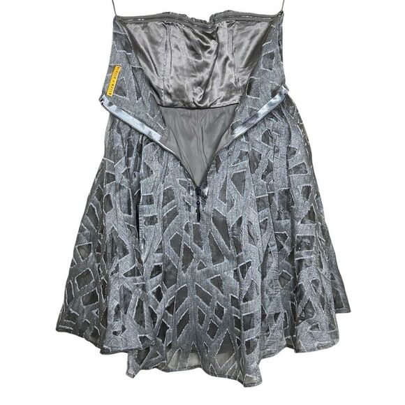 Alice + Olivia Kristin Gray Strapless Tube Mini Cocktail Dress Wool Silk Blend - Picture 9 of 11